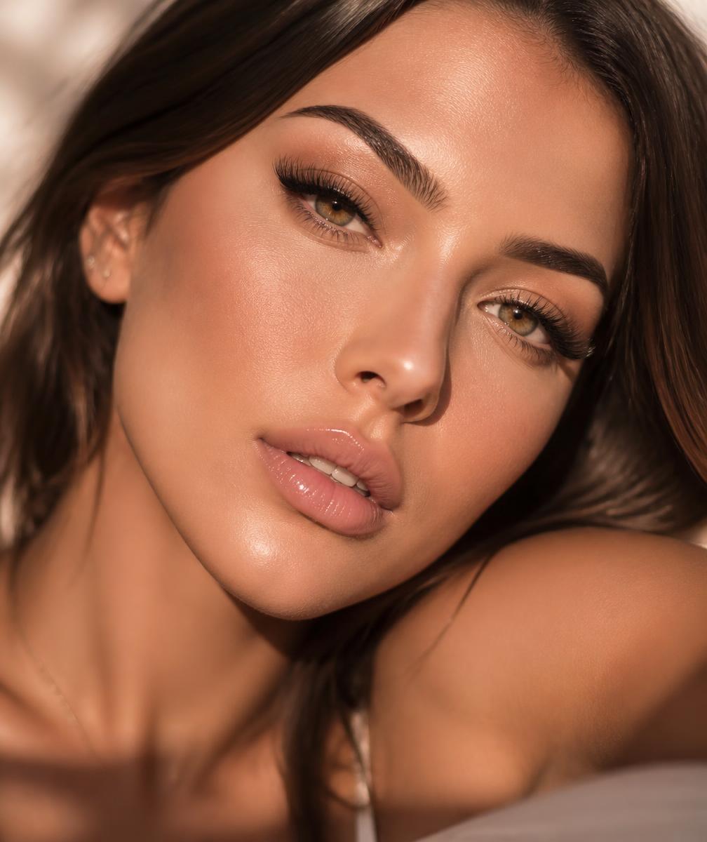 Close-up of custom lash extensions and shaped brows by Beauty Fx Ink